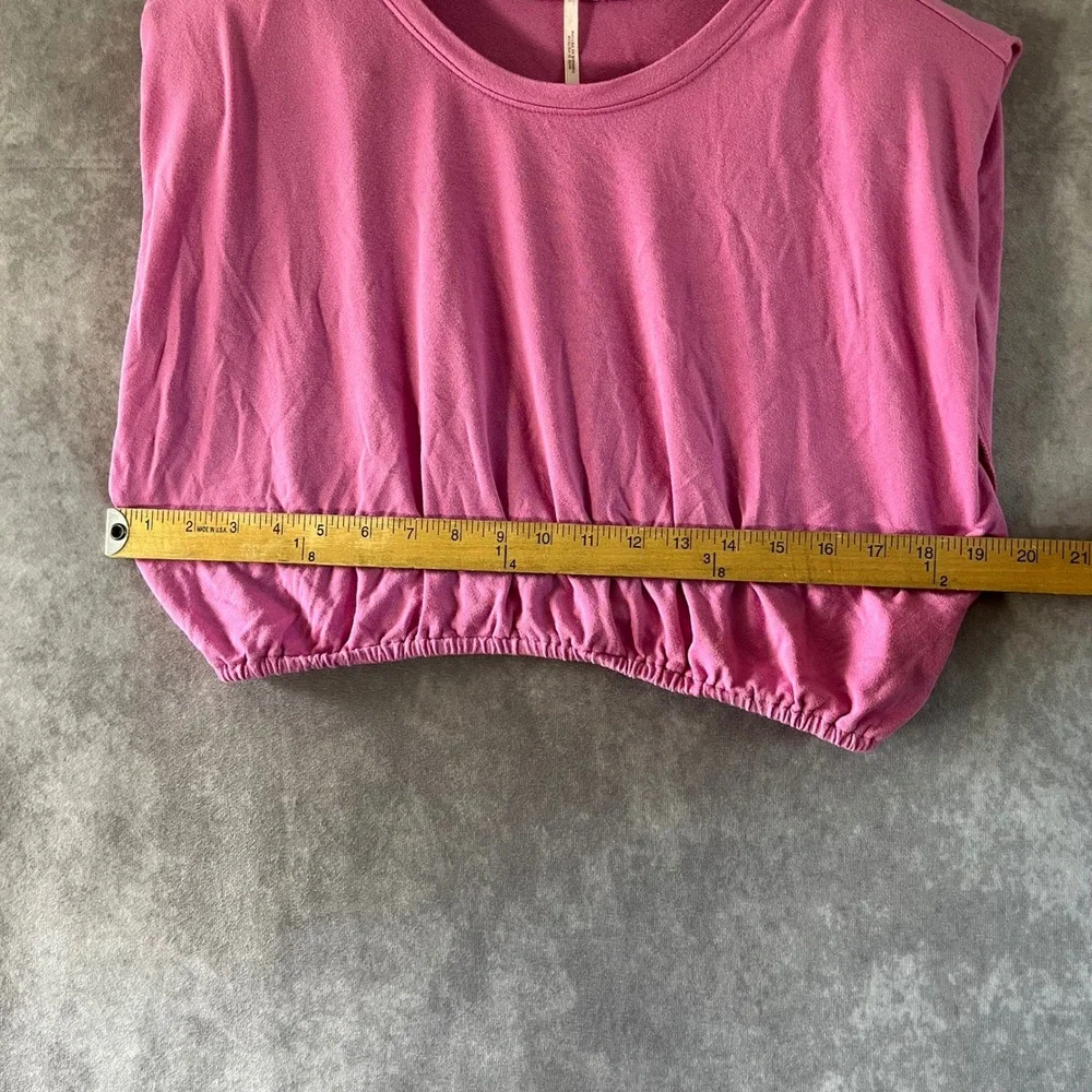 Free People 2 Piece Set Womens Medium Pink Ruched Skirt Shoulder Pad Crop Top